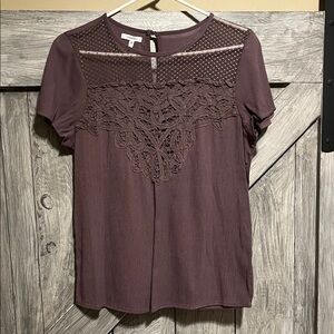 Maurices Plum Lace Accent Blouse